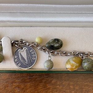 Irish Charm Bracelet with Green Marble Stones